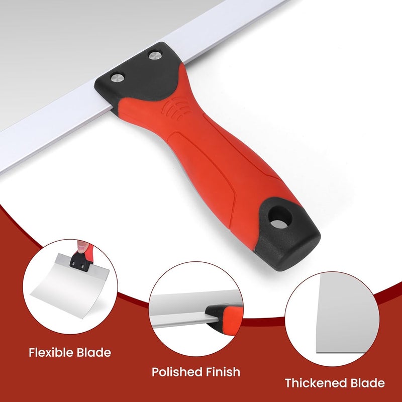 SUMED Drywall Taping Knife Stainless Steel, 3 PCS Taping Knives, 8"/10"/12" Premium Drywall Skimming Blades,Perfect Tool for Finishing and Patching - Image 4